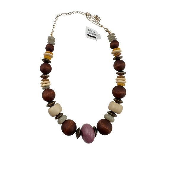 Free People Chunky Beaded Necklace With Chain & Multicolor Beads - Picture 1 of 9